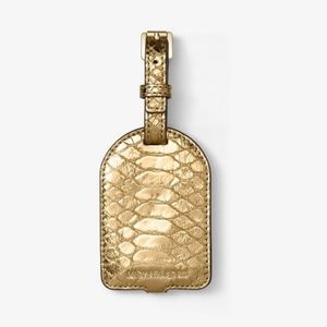 MICHAEL KORS METALLIC EMBOSSED-LEATHER LUGGAGE TAG